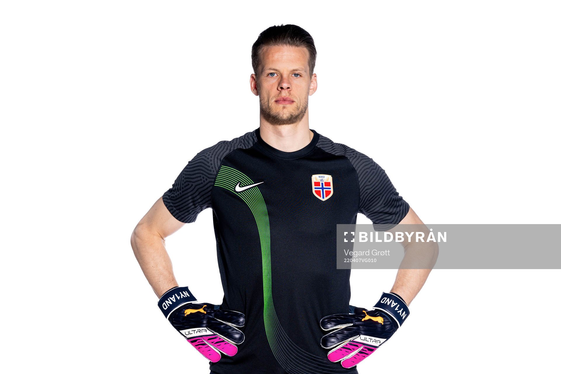 Goalkeeper Ørjan Håskjold Nyland of the Norwegian