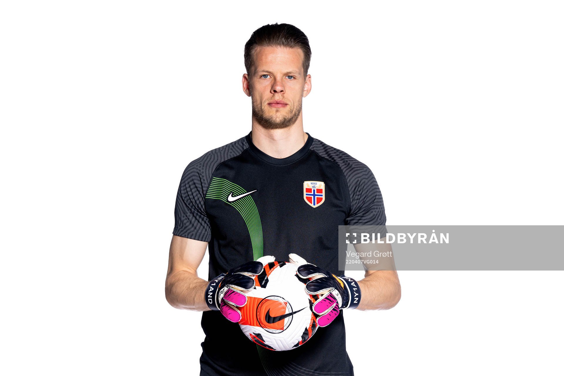 Goalkeeper Ørjan Håskjold Nyland of the Norwegian