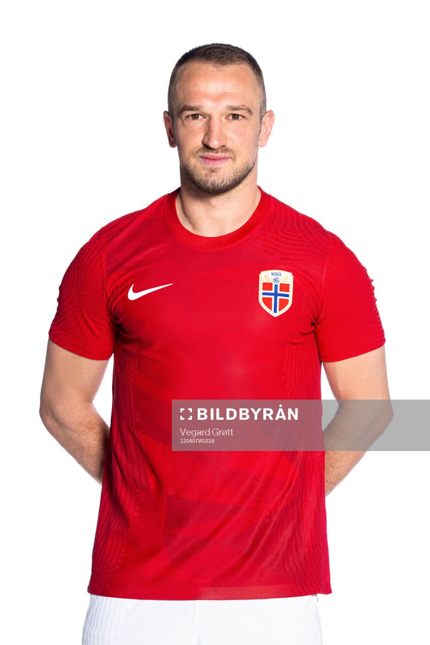 Veton Berisha of the Norwegian national football team poses