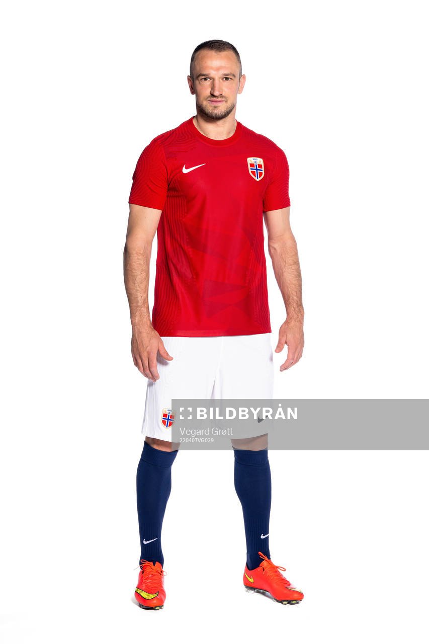 Veton Berisha of the Norwegian national football team poses