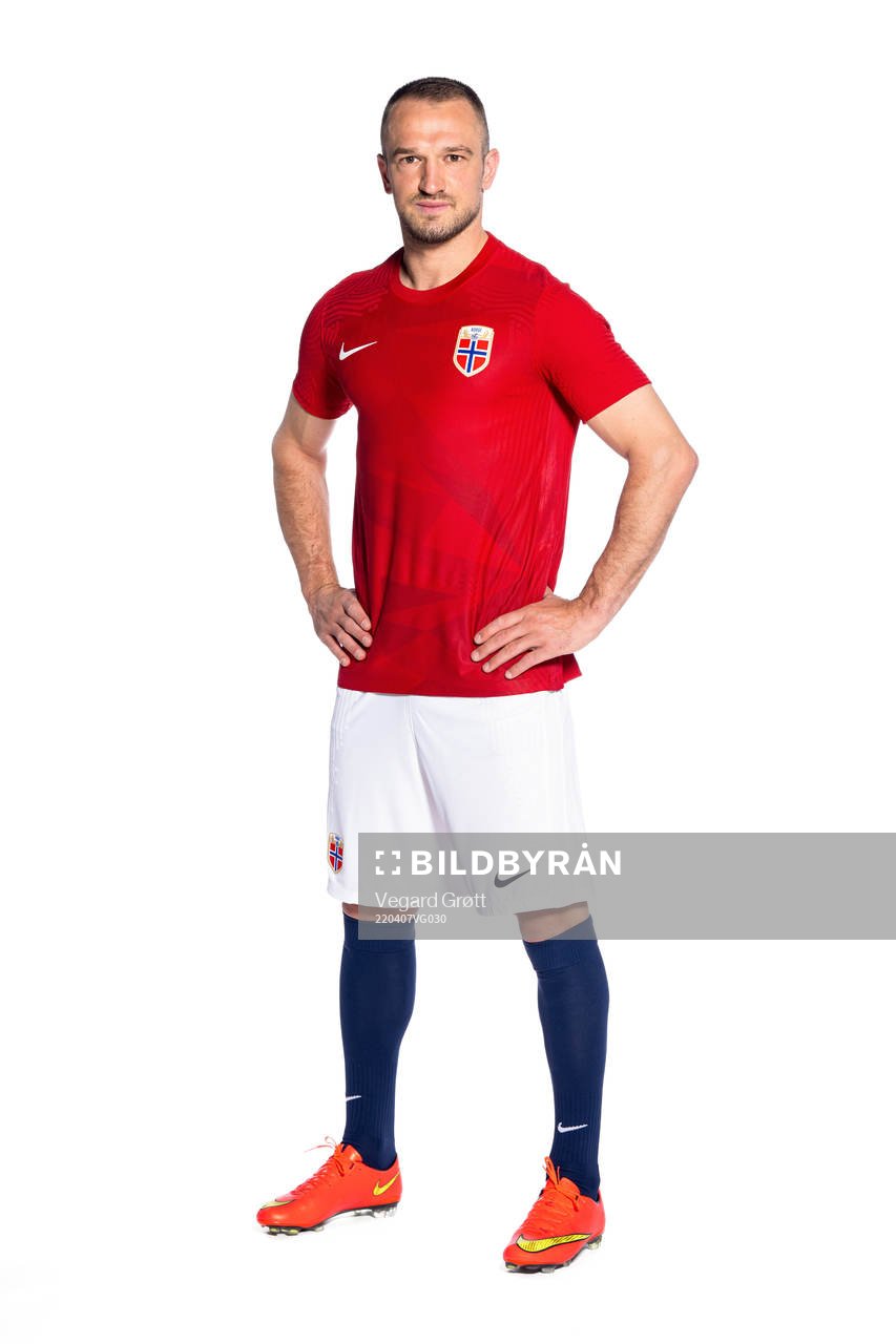 Veton Berisha of the Norwegian national football team poses