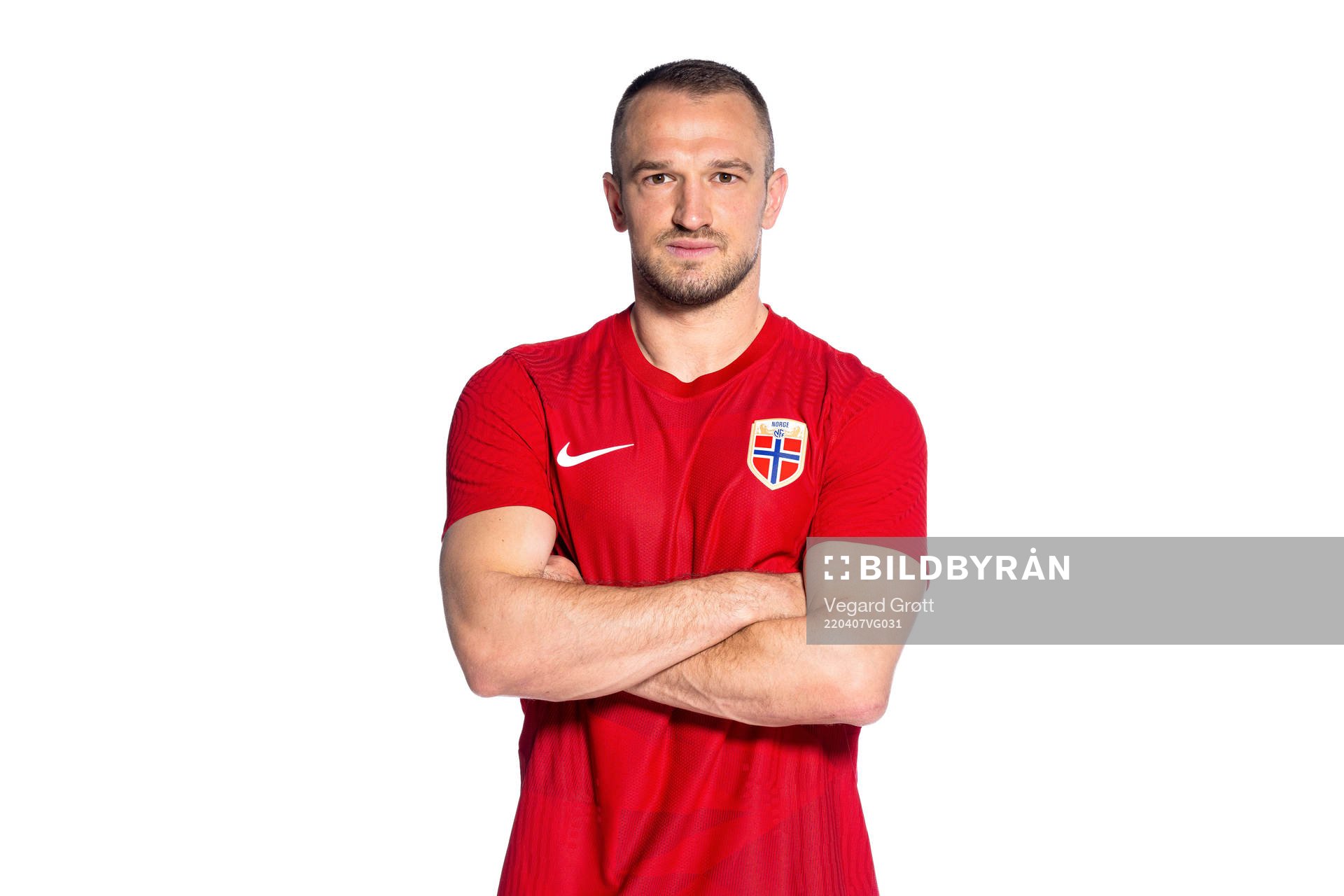 Veton Berisha of the Norwegian national football team poses