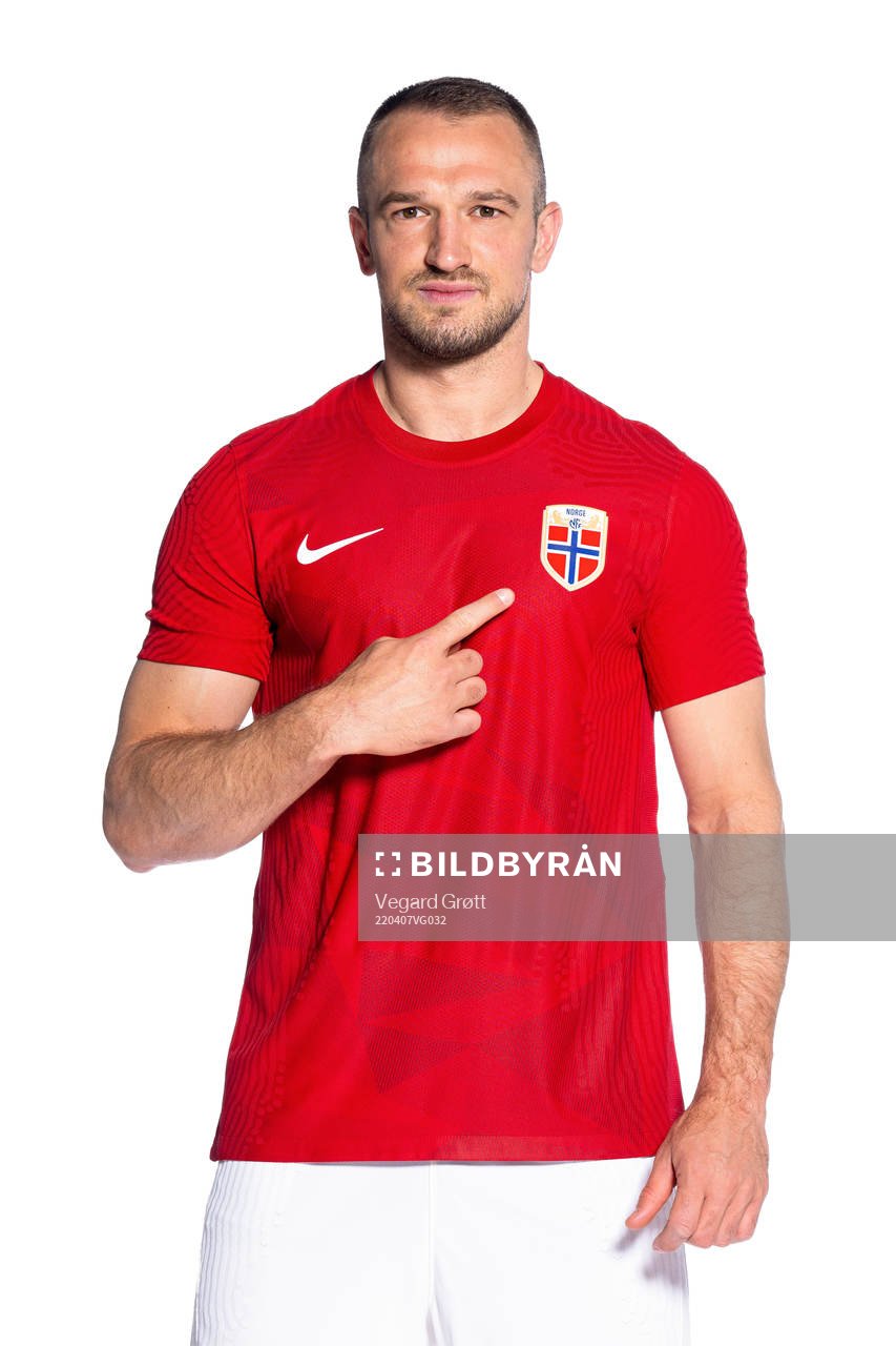 Veton Berisha of the Norwegian national football team poses