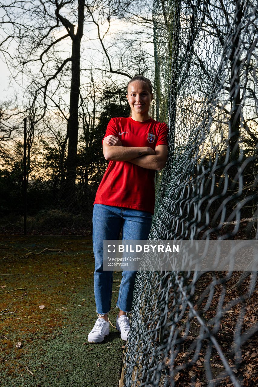 Guro Reiten of the Norwegian national football team poses