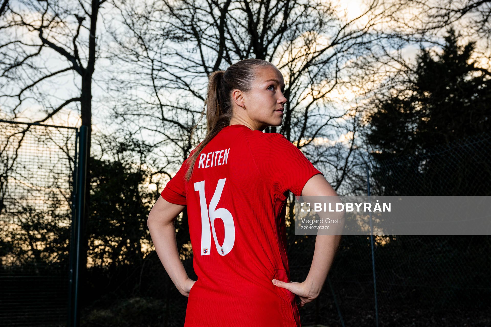 Guro Reiten of the Norwegian national football team poses