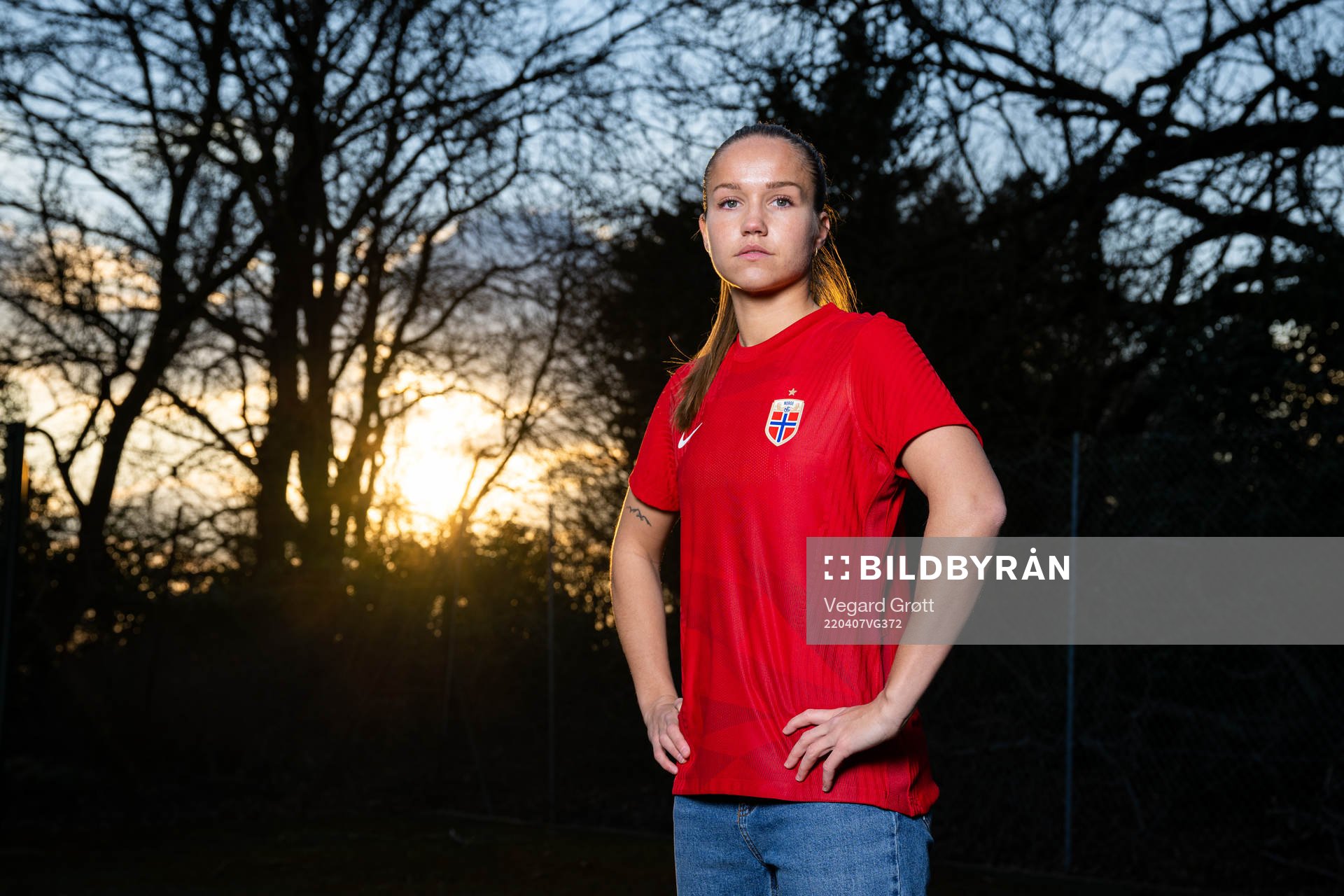 Guro Reiten of the Norwegian national football team poses