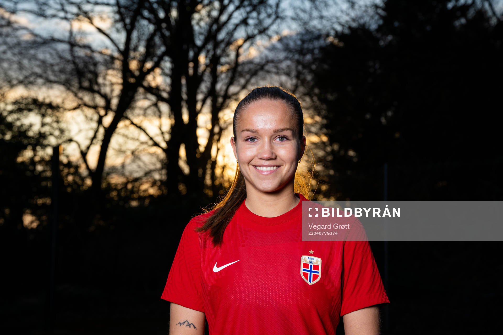 Guro Reiten of the Norwegian national football team poses
