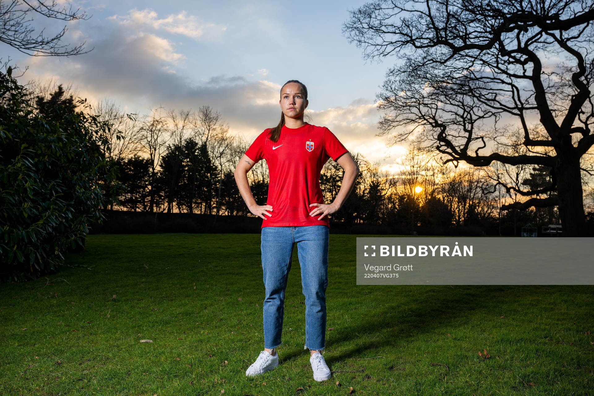 Guro Reiten of the Norwegian national football team poses