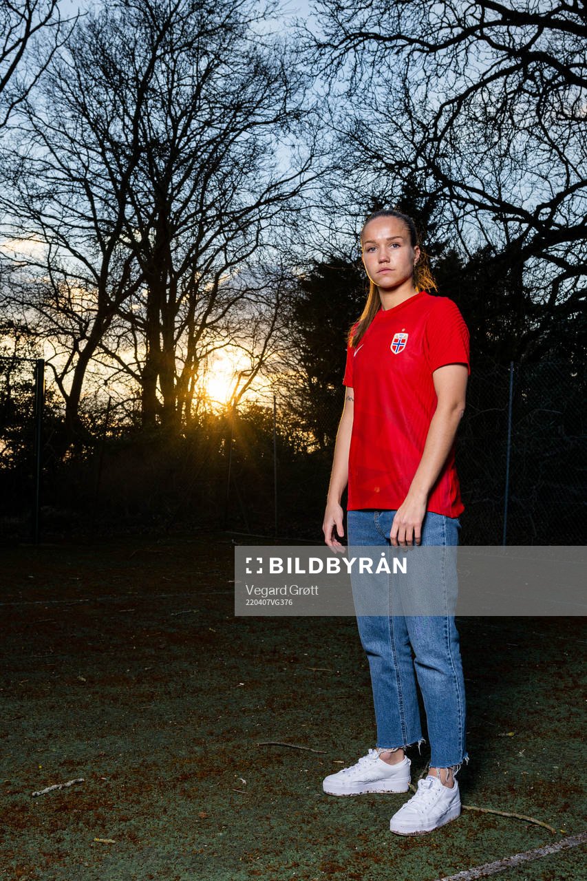 Guro Reiten of the Norwegian national football team poses