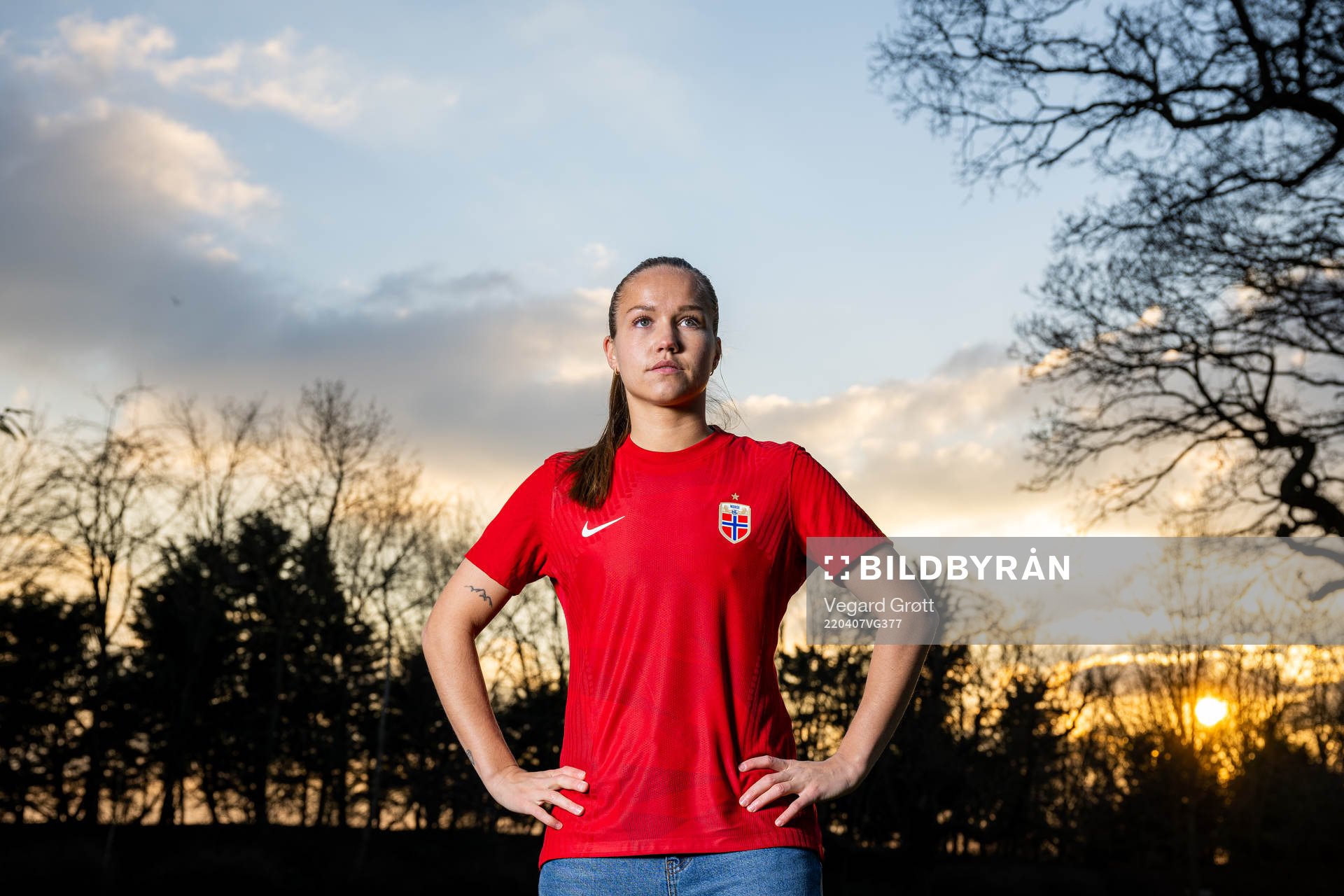 Guro Reiten of the Norwegian national football team poses