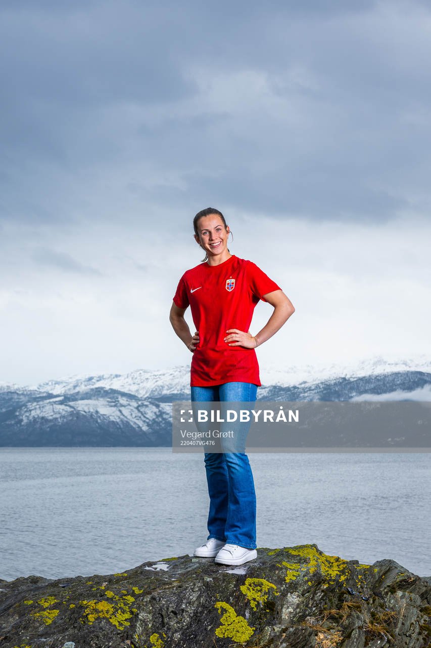 Tuva Hansen of the Norwegian national football team poses