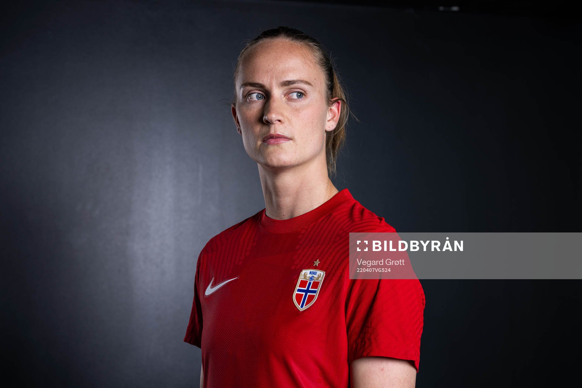 Caroline Graham Hansen of the Norwegian national football team poses for a portrait on April 4, 2022 in Oslo. 