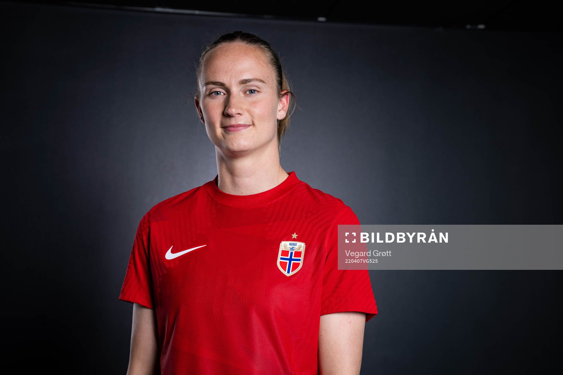 Caroline Graham Hansen of the Norwegian national football team poses for a portrait on April 4, 2022 in Oslo. 