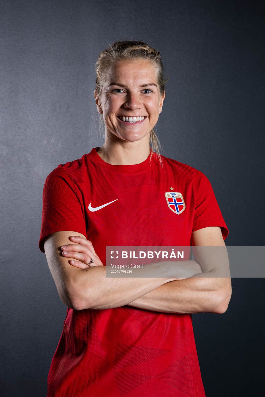 Ada Hegerberg of the Norwegian national football team poses for a portrait on April 4, 2022 in Oslo. 