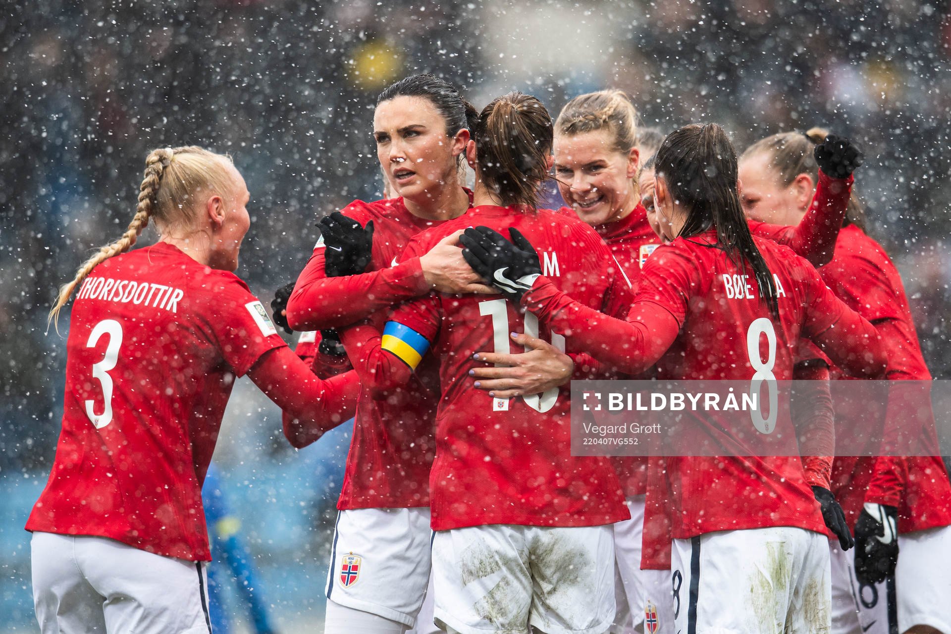 Ada Hegerberg of Norway celebrates with Ingrid Syrstad