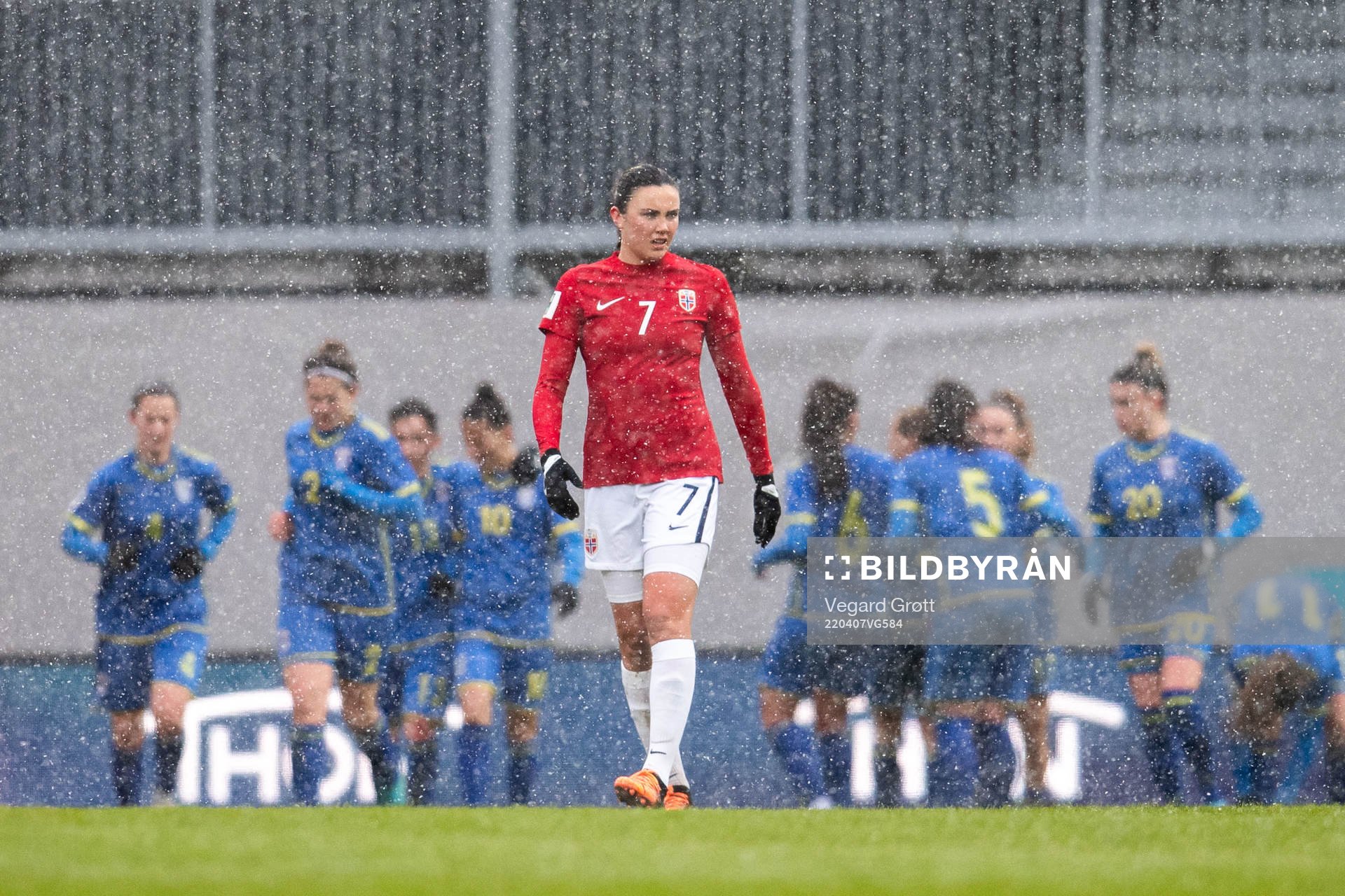 Ingrid Syrstad Engen of Norway looks dejected
