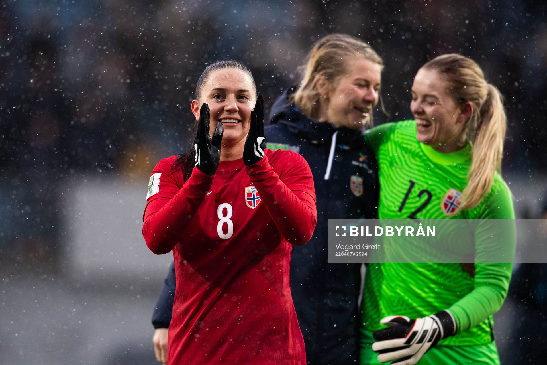 Vilde Bøe Risa of Norway celebrates after the FIFA Women's World Cup Qualifier football match between Norway and Kosovo on April 7, 2022 in Sandefjord.