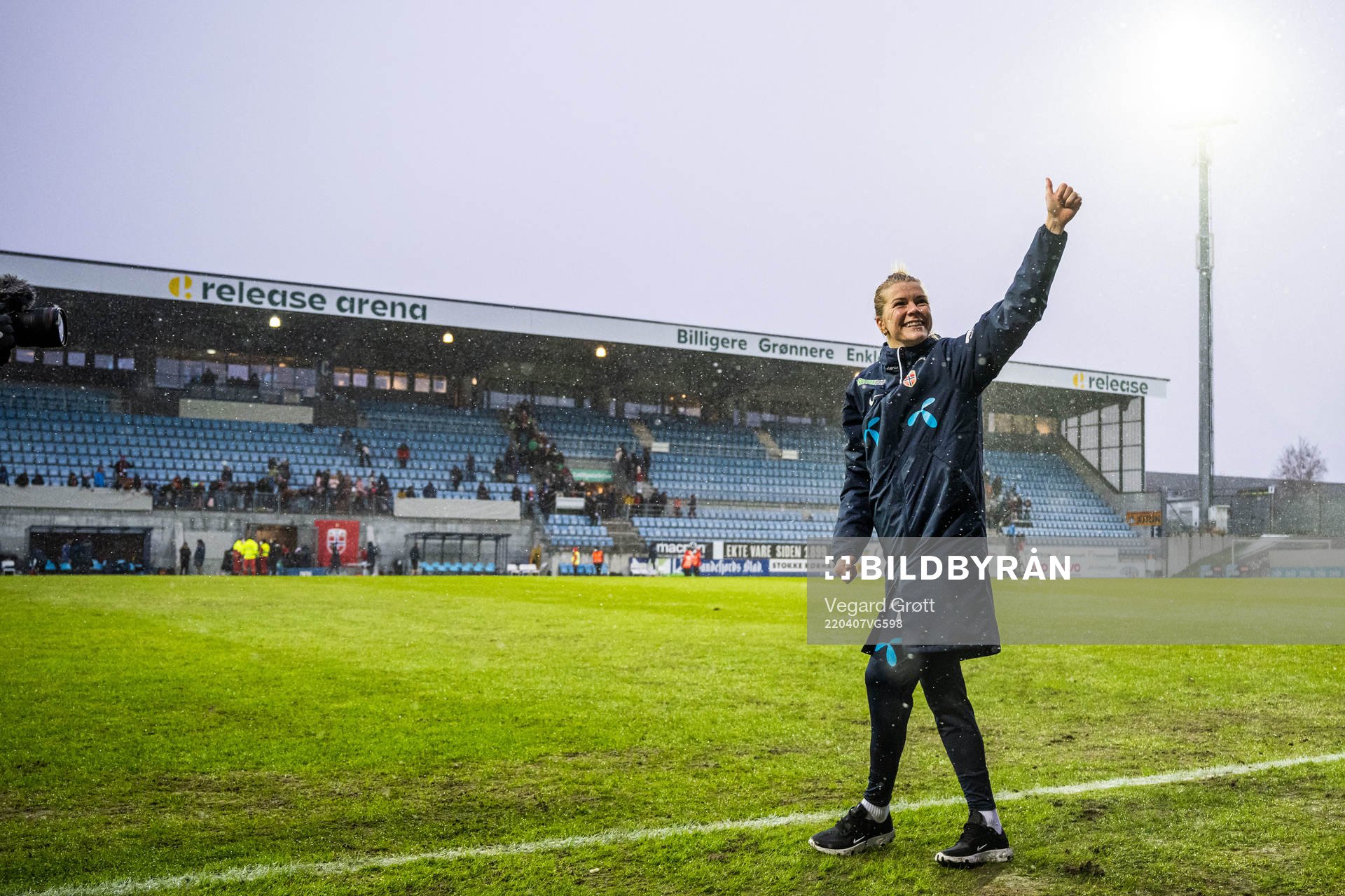 Ada Hegerberg of Norway celebrate after the FIFA Women's World Cup Qualifier football match between Norway and Kosovo on April 7, 2022 in Sandefjord.