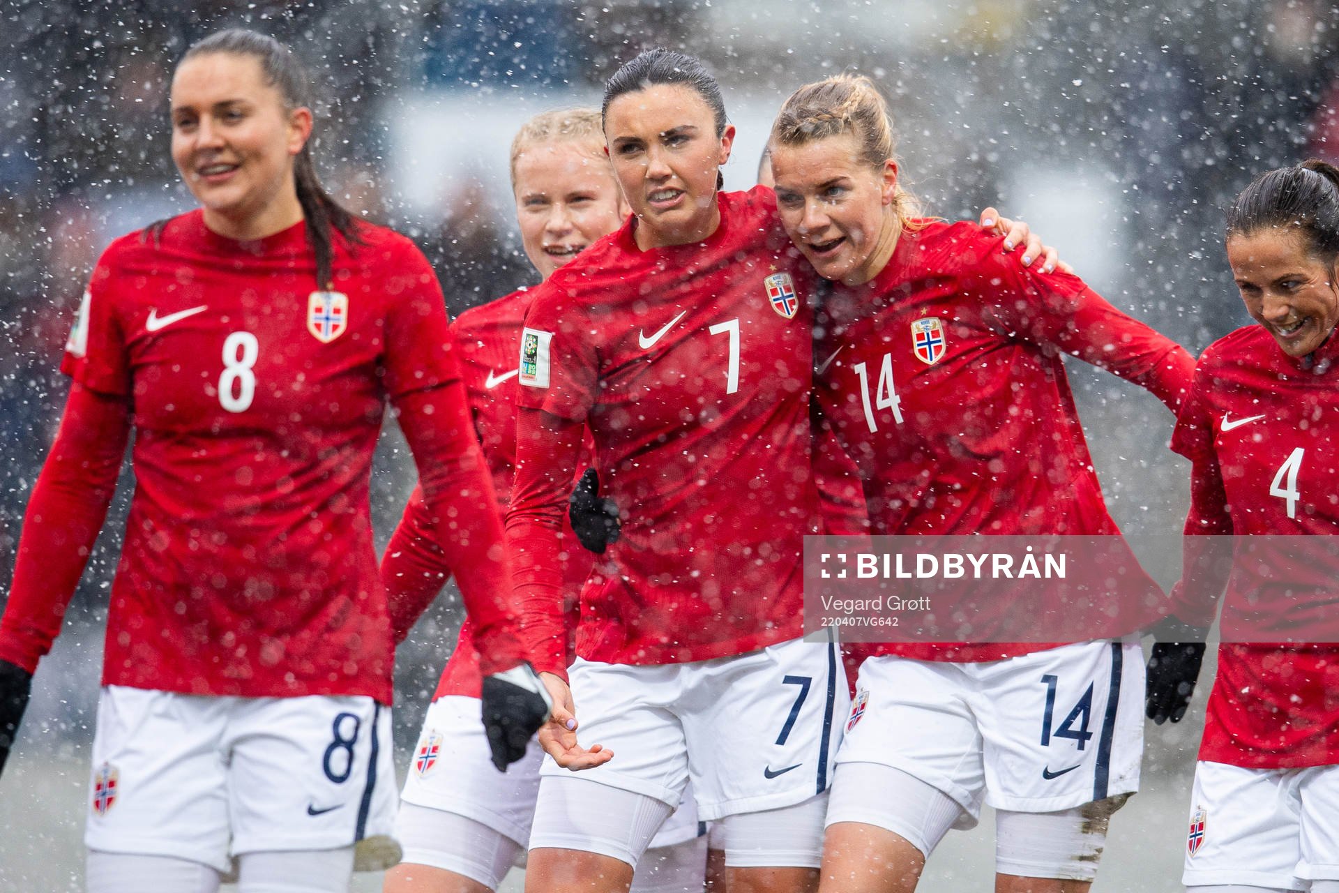 Ada Hegerberg of Norway celebrates with teammate Ingrid
