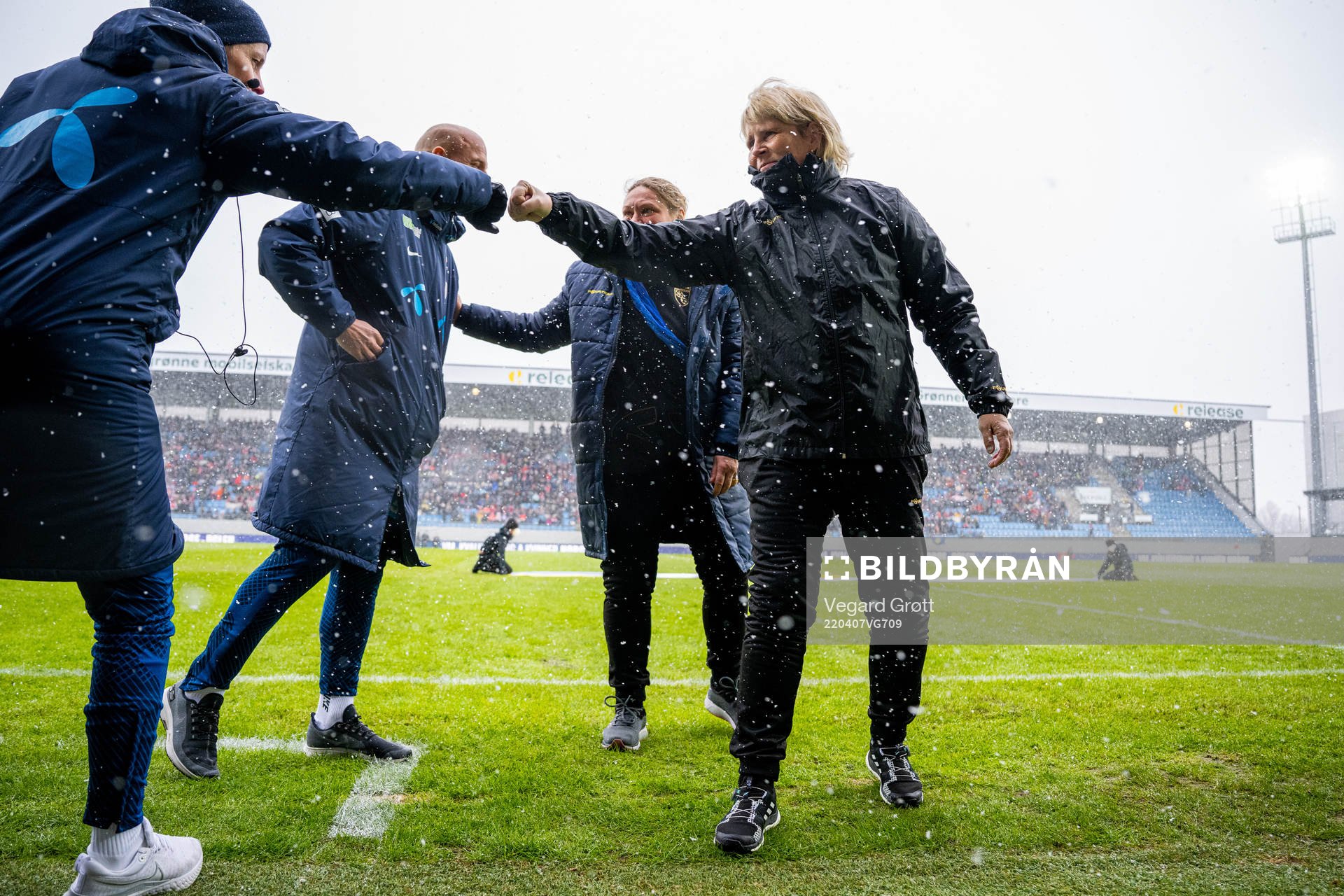 Karin Anneli Andersen, head coach of Kosovo, ahead of the FIFA Women's World Cup Qualifier football match between Norway and Kosovo on April 7, 2022 in Sandefjord.