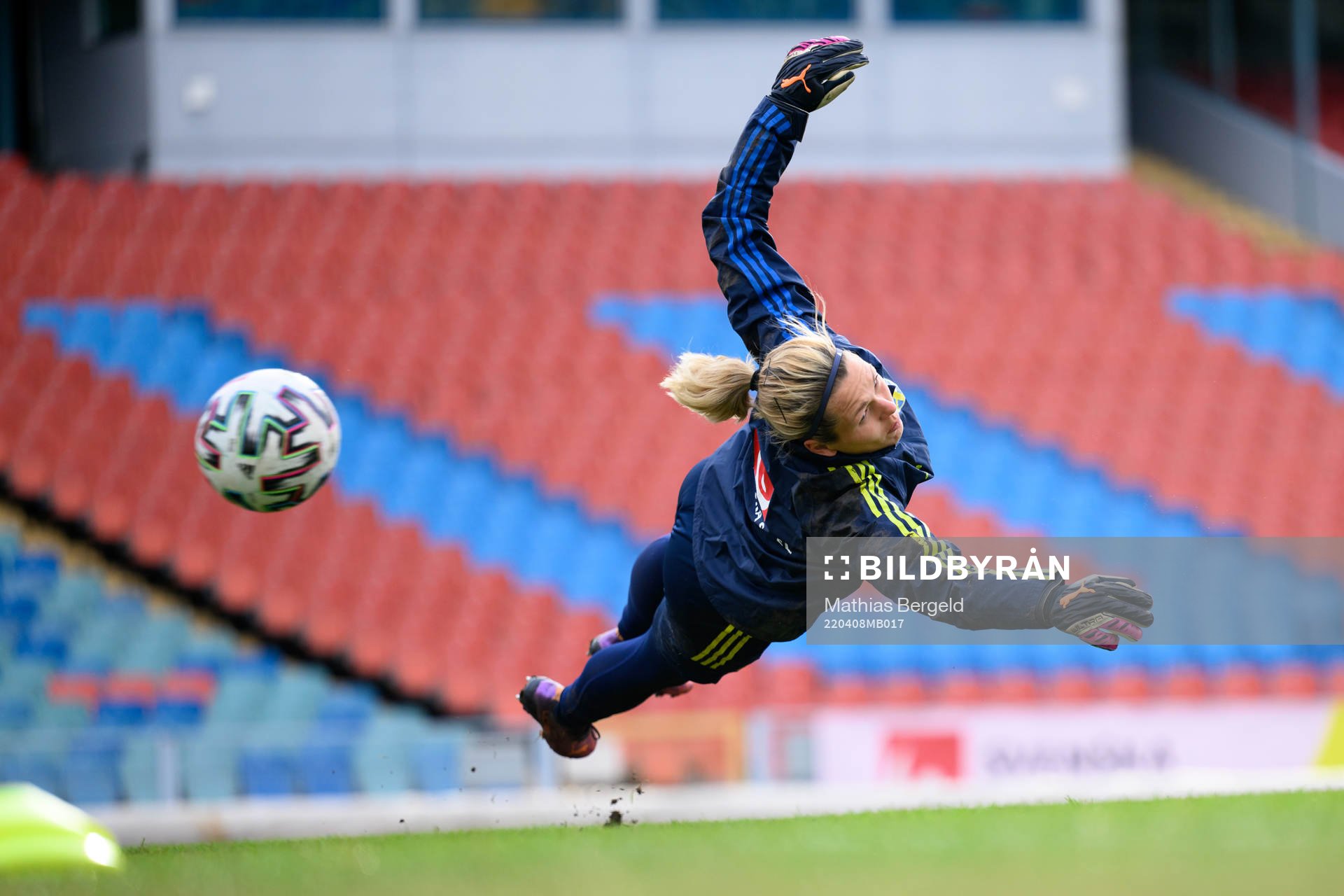 Goalkeeper Jennifer Falk of the Swedish women's national