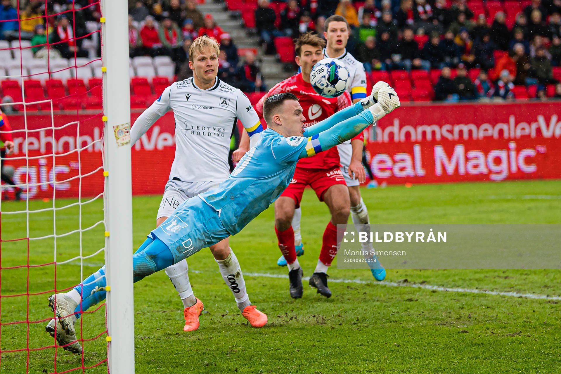 Goalkeeper Idar Nordby Lysgård of Åsane  letting in the