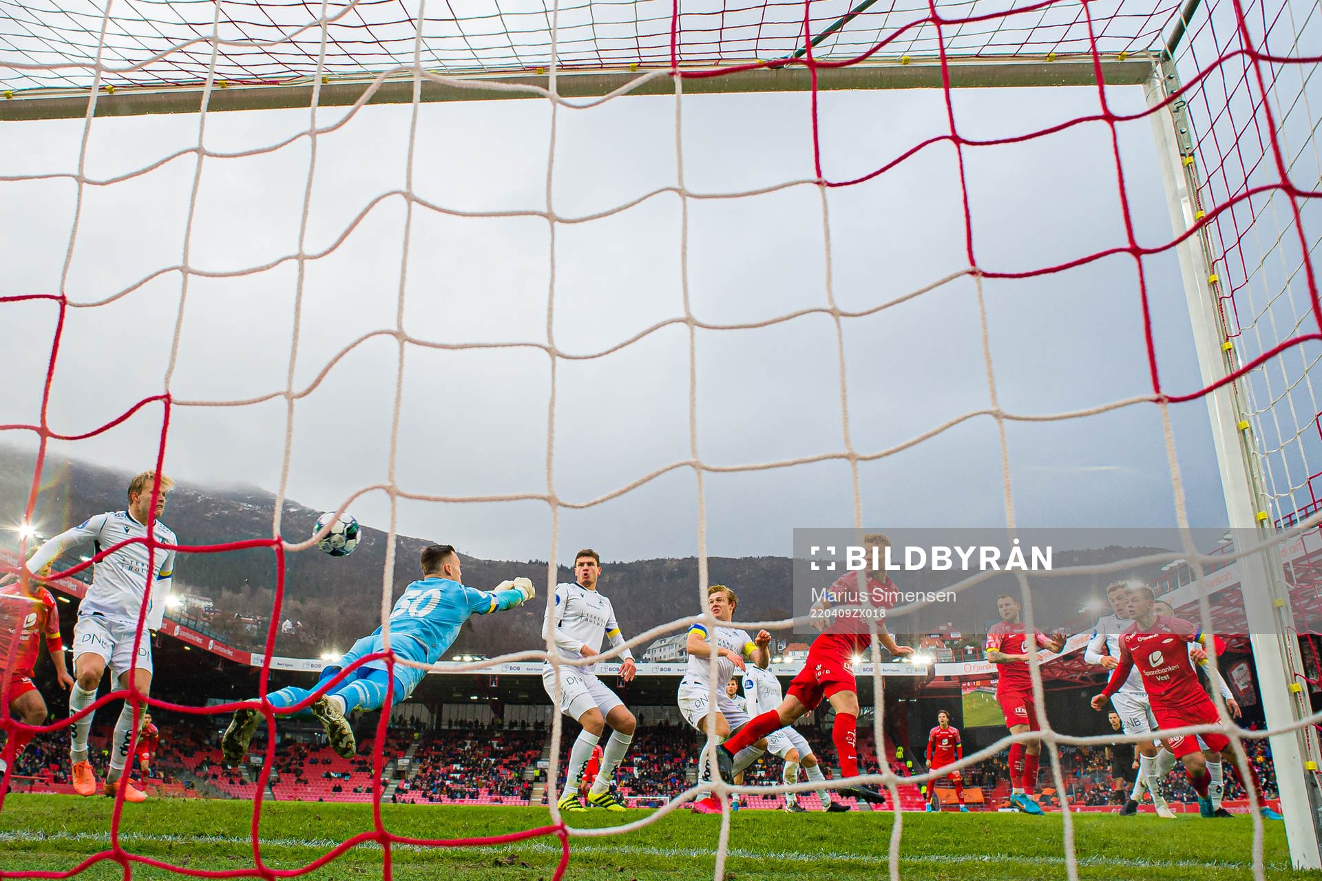 Sivert Heltne Nilsen of Brann scores the 1-1 goal