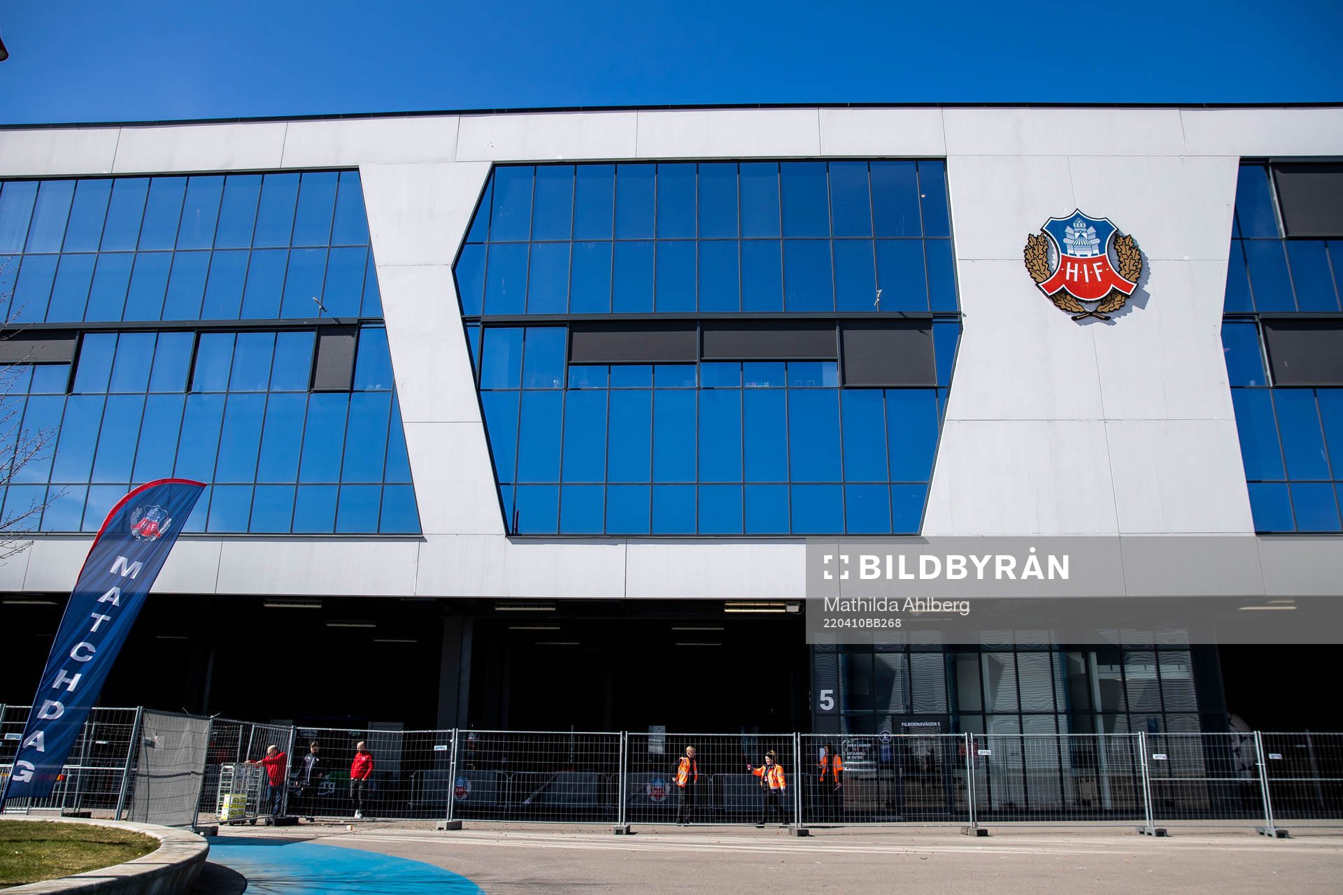 Exteriör av Olympia inför fotbollsmatchen i Allsvenskan mellan Helsingborg och IFK Göteborg den 10 april 2022 i Helsingborg. 