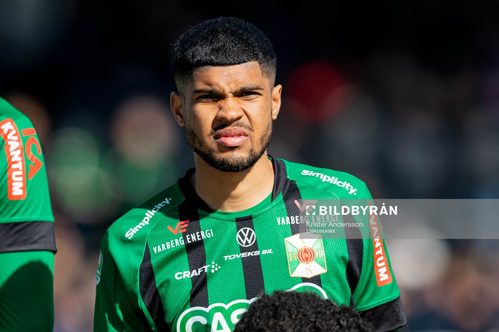 Varbergs Luke Le Roux före fotbollsmatchen i Allsvenskan