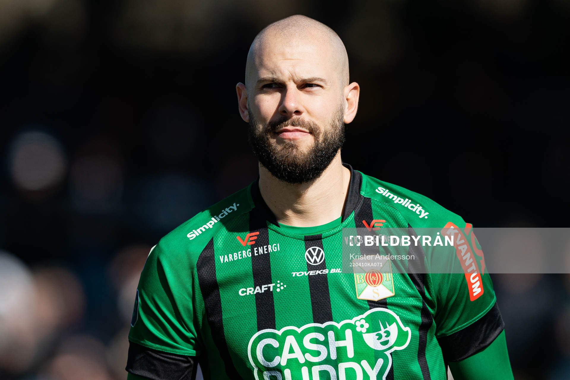 Varbergs Robin Simovic före fotbollsmatchen i Allsvenskan