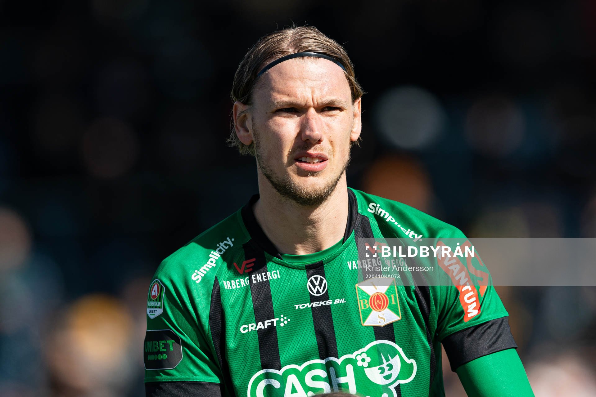 Varbergs Hampus Zachrisson före fotbollsmatchen i