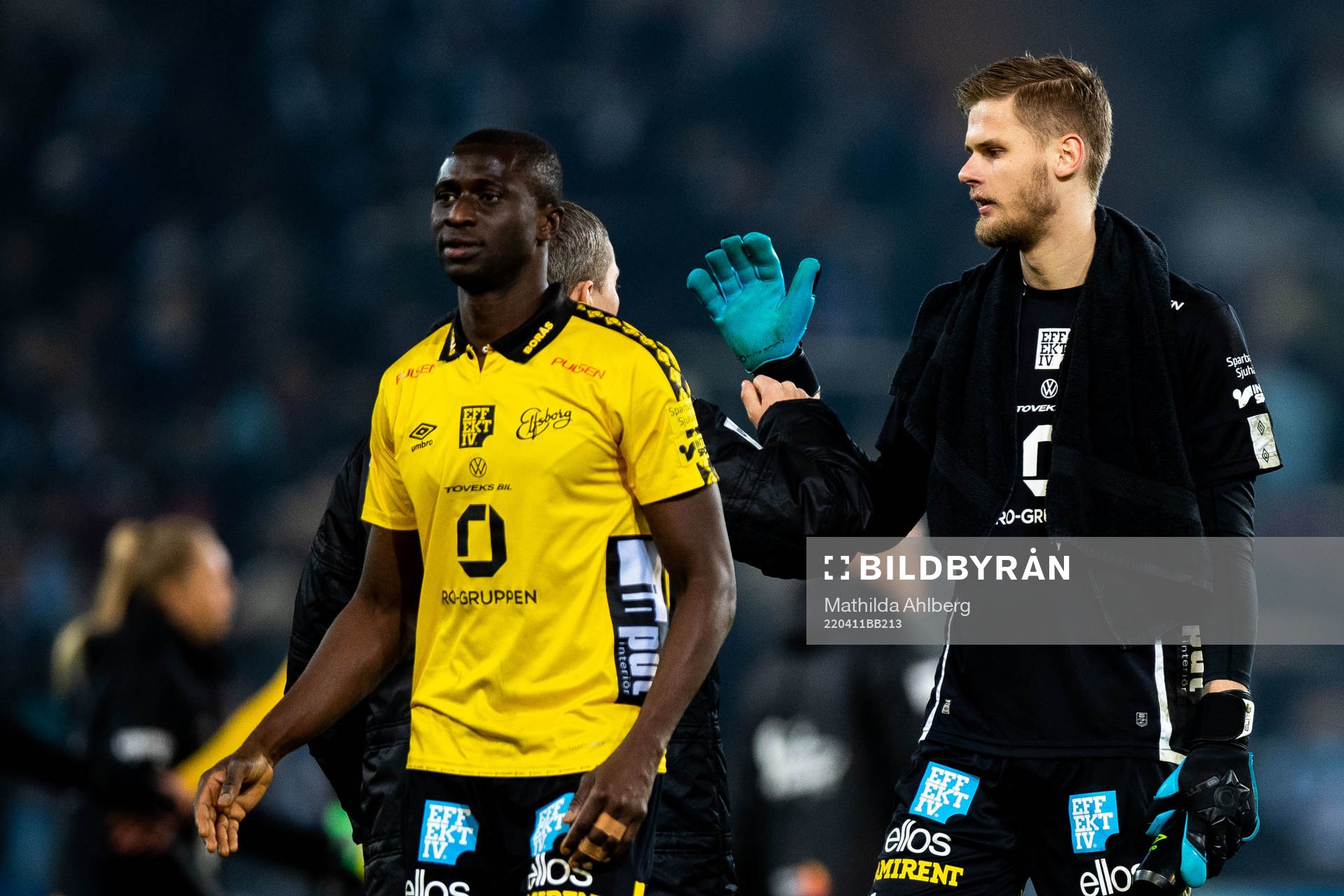 Elfsborgs Maudo Lamine Jarjué och målvakt Tim Rönning