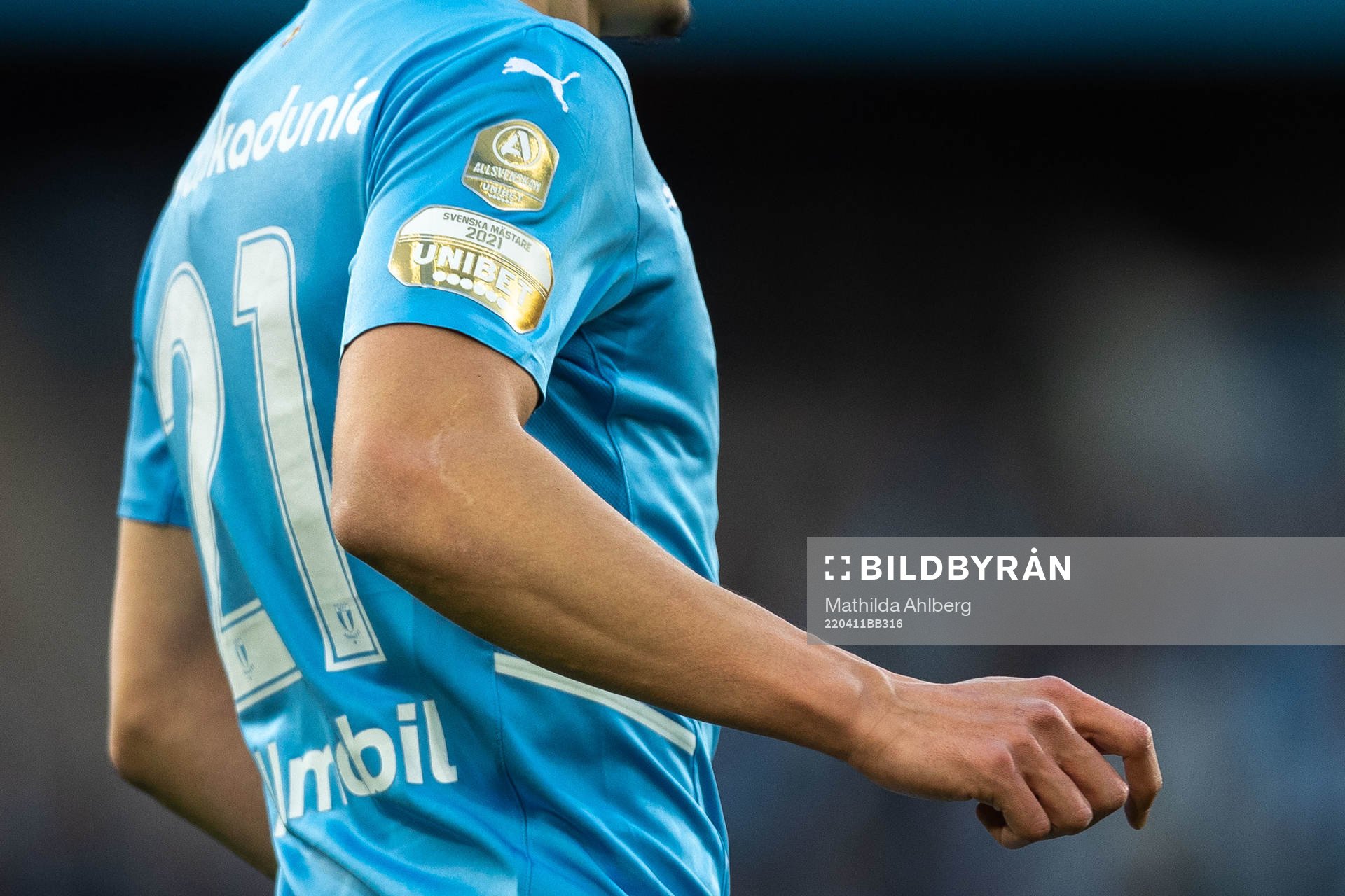 Unibet logga på tröja under fotbollsmatchen i Allsvenskan mellan Malmö FF och Elfsborg den 11 april 2022 i Malmö. 