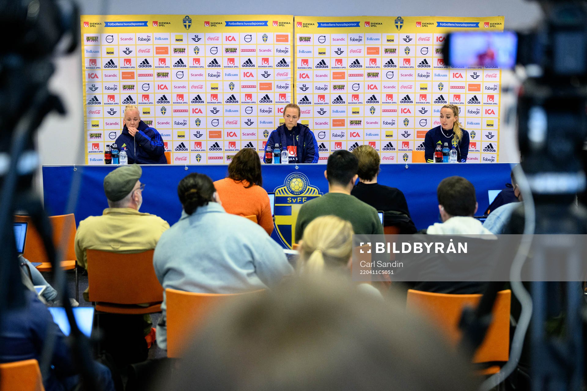 Caroline Seger, Magdalena Eriksson and Kosovare Asllani of