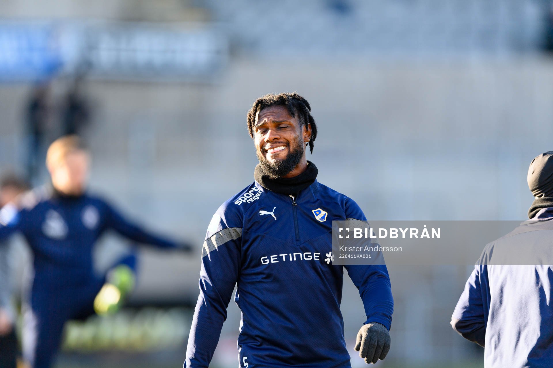 Halmstads Joseph Baffo före fotbollsmatchen i Superettan