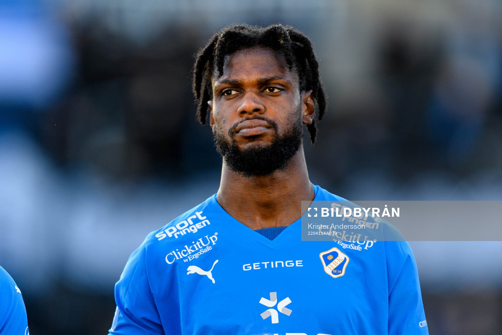 Halmstads Joseph Baffo före fotbollsmatchen i Superettan