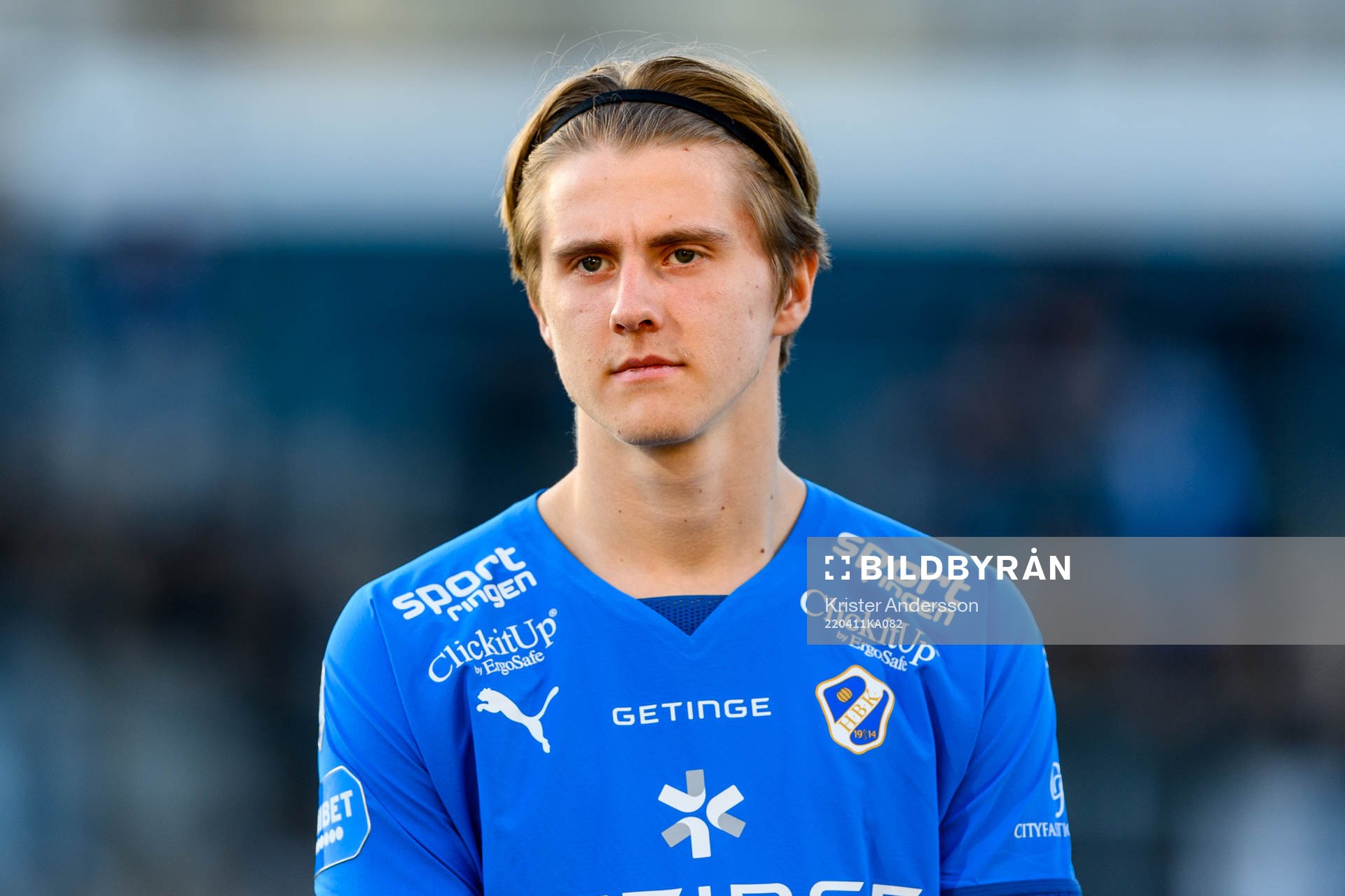 Halmstads Erik Ahlstrand före fotbollsmatchen i Superettan
