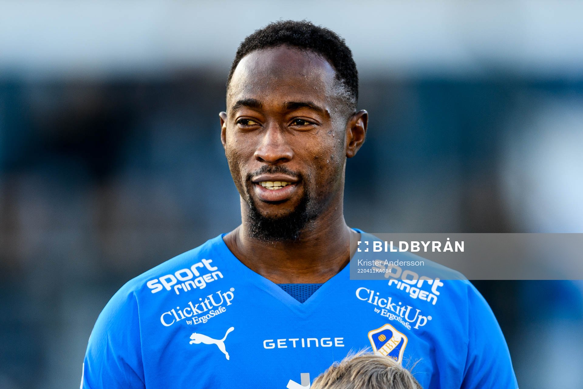 Halmstads Sadat Karim före fotbollsmatchen i Superettan