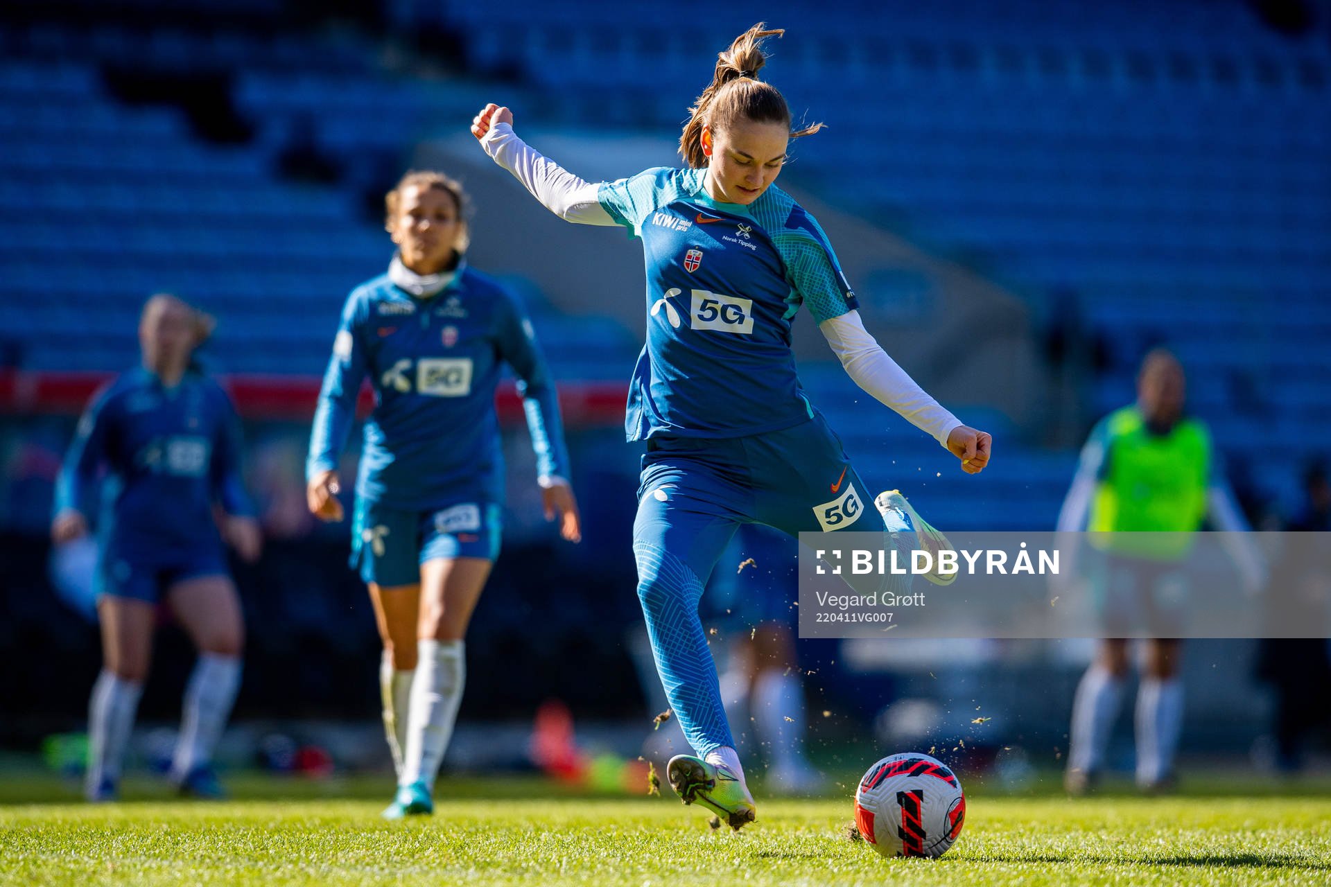Vilde Hasund of the Norwegian women's national football team during a training session on April 11, 2022 in Oslo. 