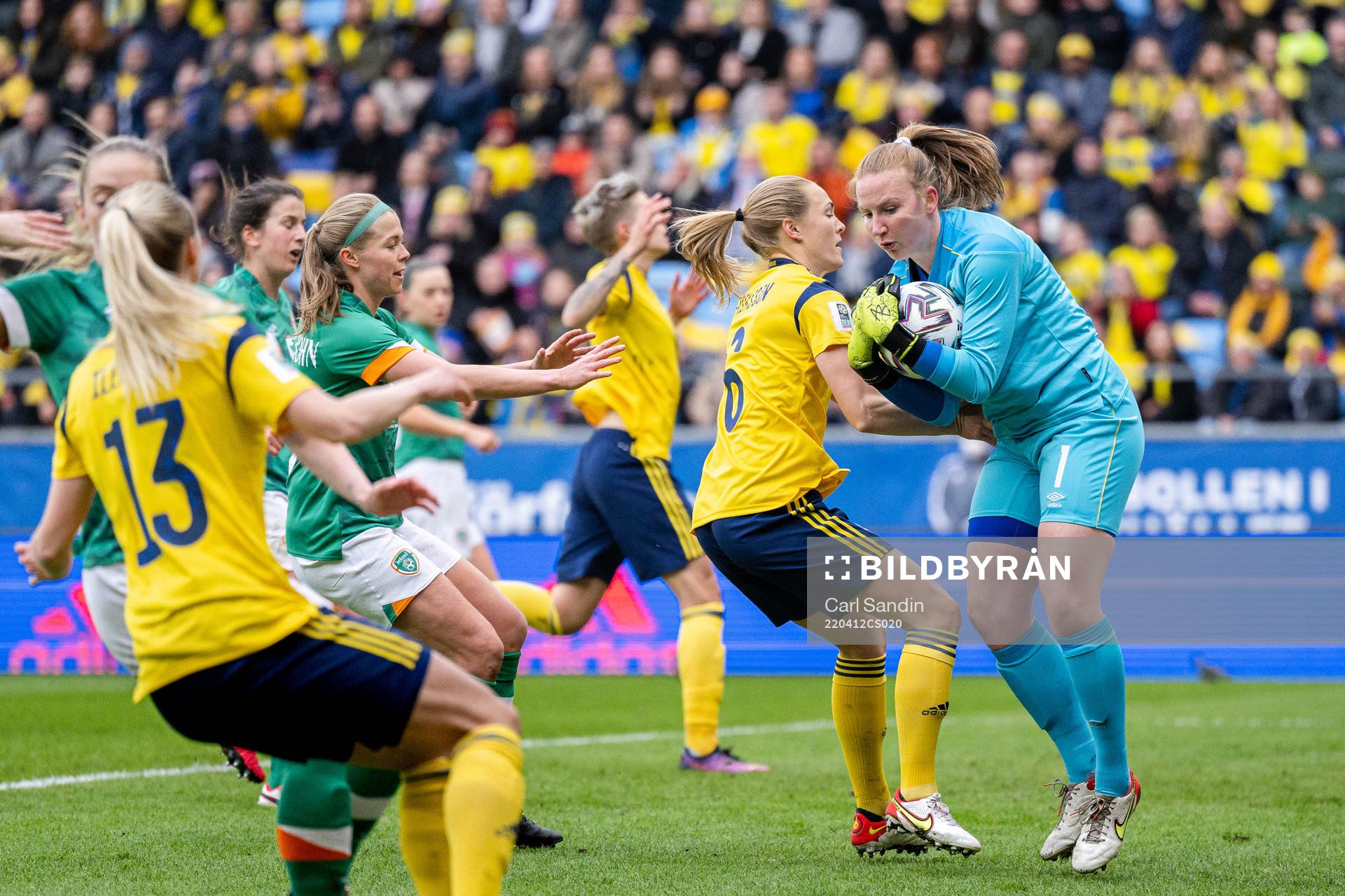 Magdalena Eriksson of Sweden against goalkeeper Courtney