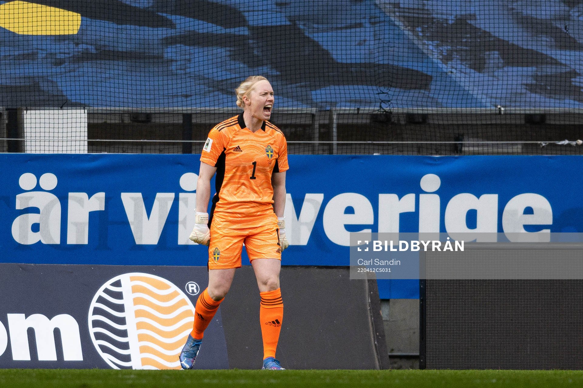 Goalkeeper Hedvig Lindahl of Sweden reacts