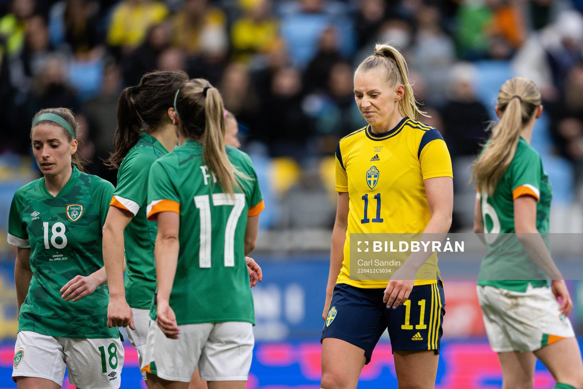 Stina Blackstenius of Sweden looks dejected