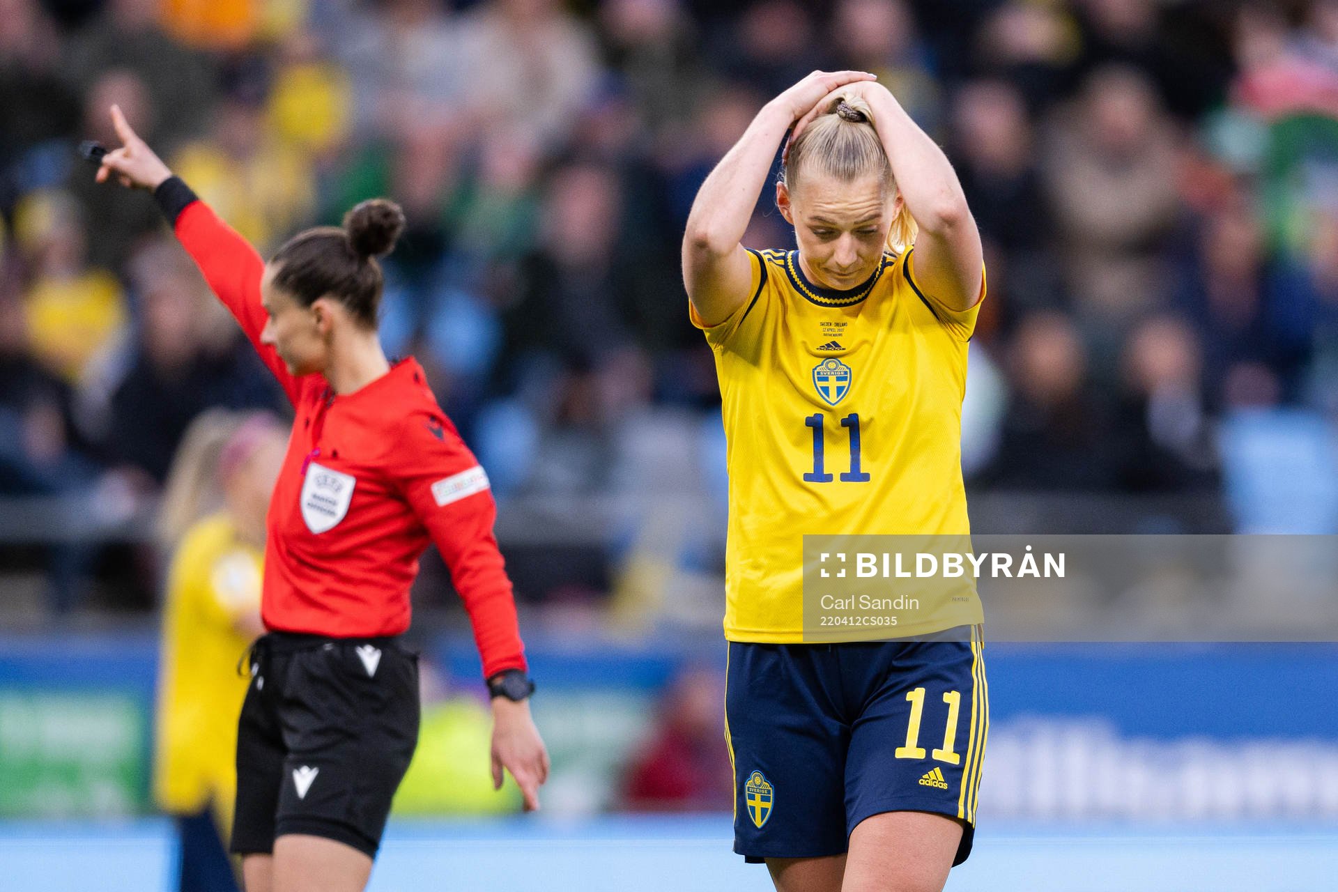 Stina Blackstenius of Sweden looks dejected