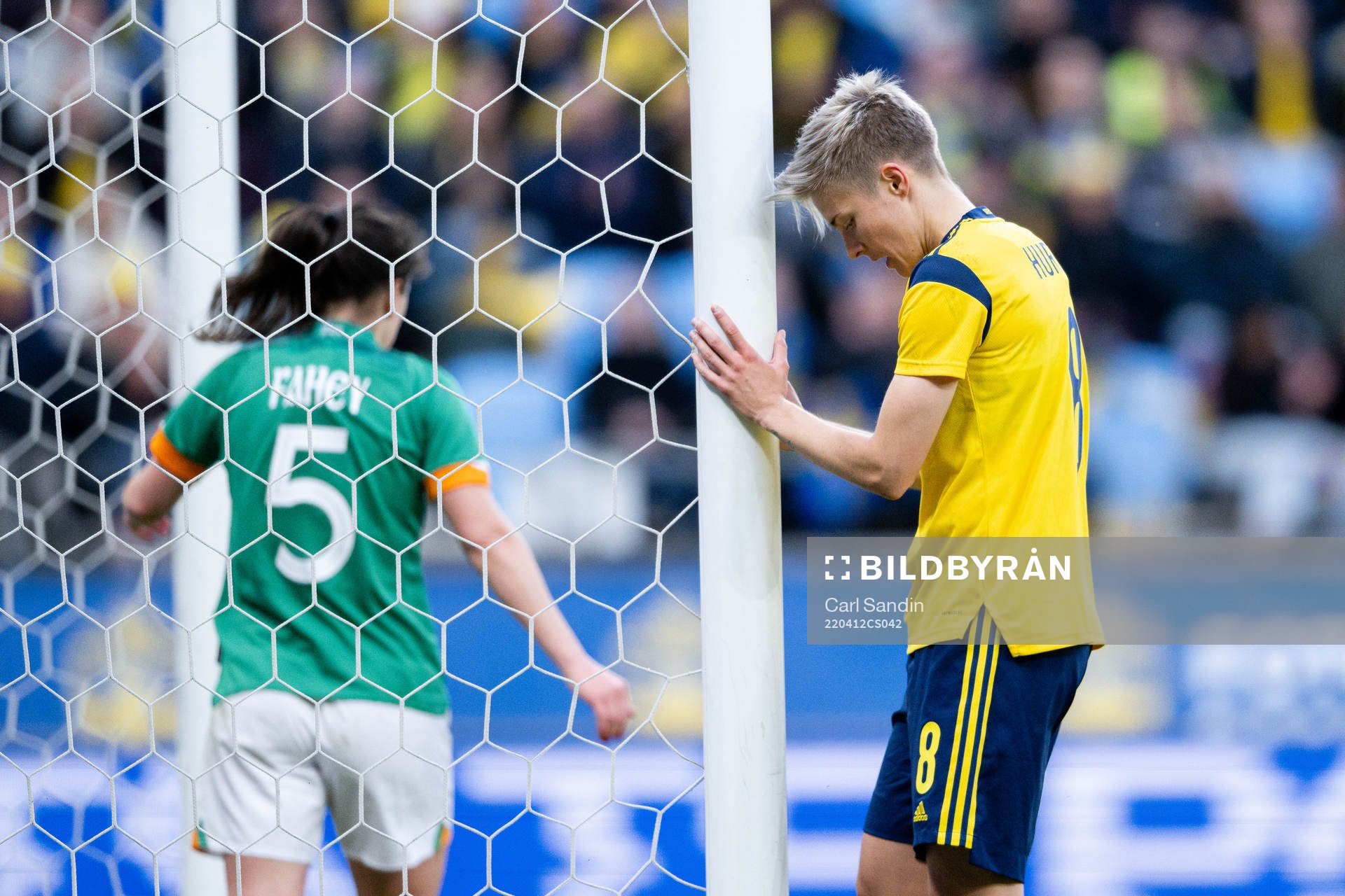 Lina Hurtig of Sweden looks dejected