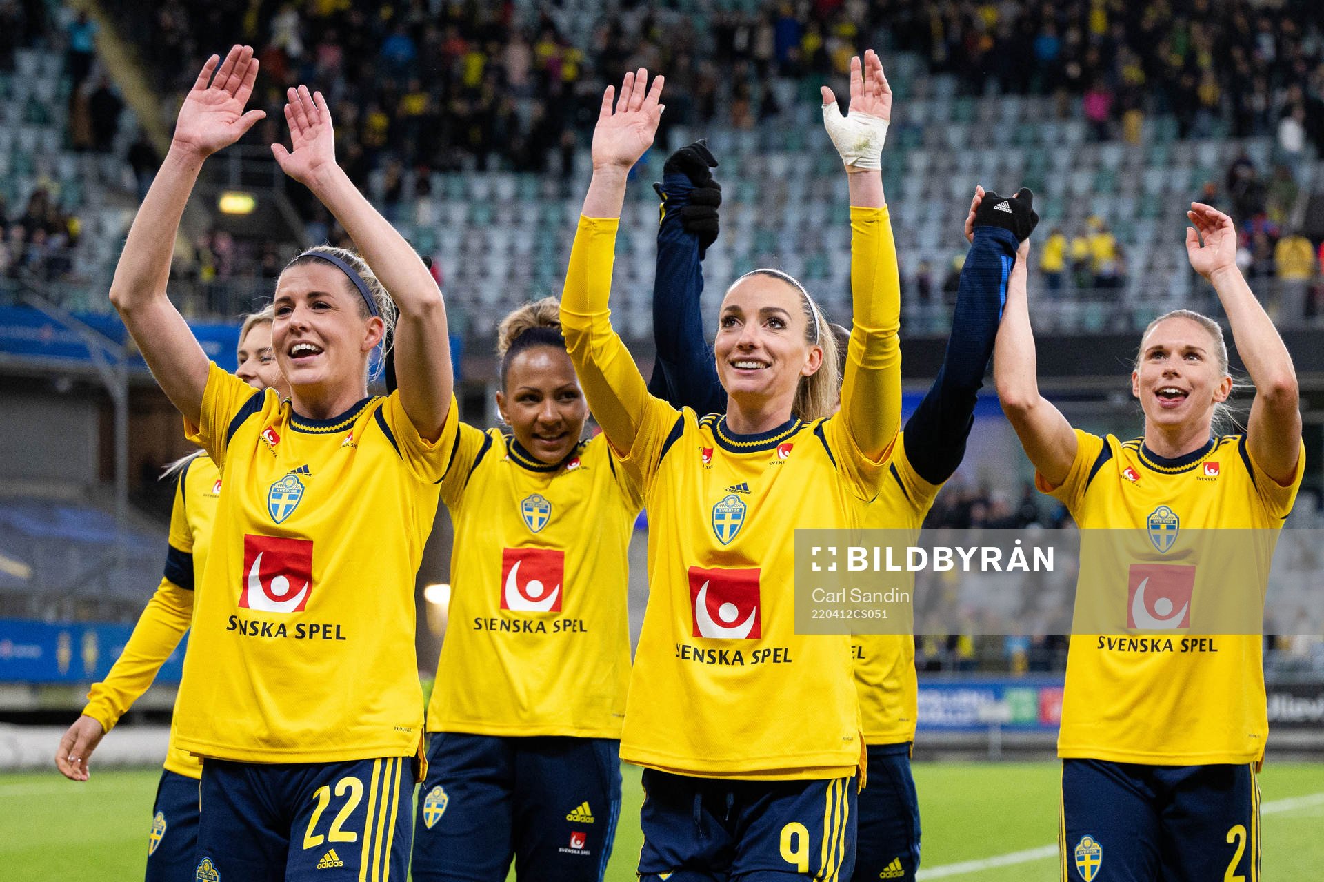 Olivia Schough and Kosovare Asllani of Sweden celebrate