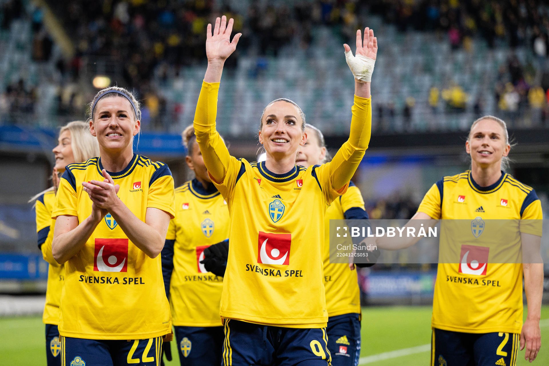 Olivia Schough and Kosovare Asllani of Sweden celebrate