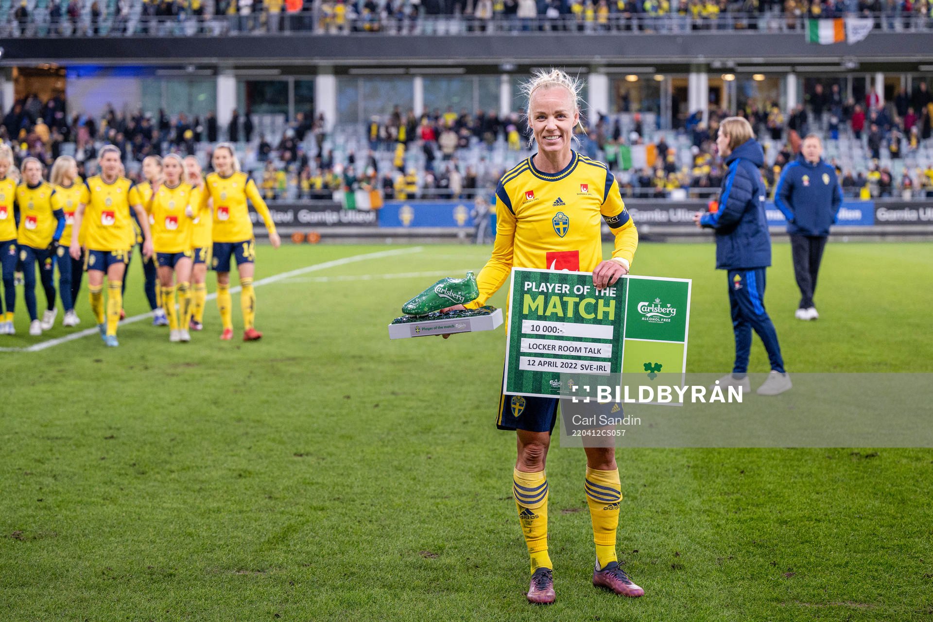 Caroline Seger of Sweden is awarded player of the match