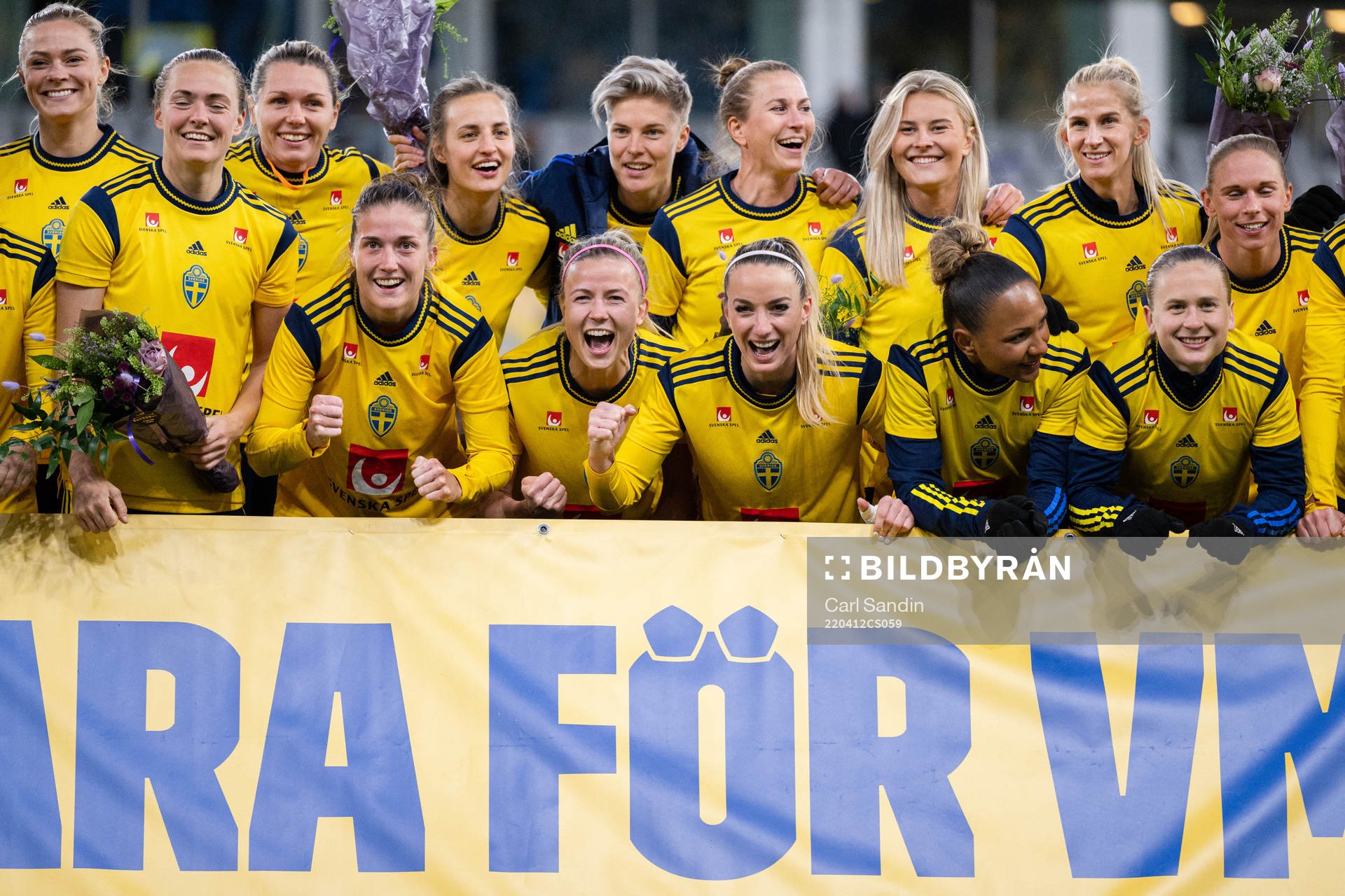 Players of Sweden celebrate