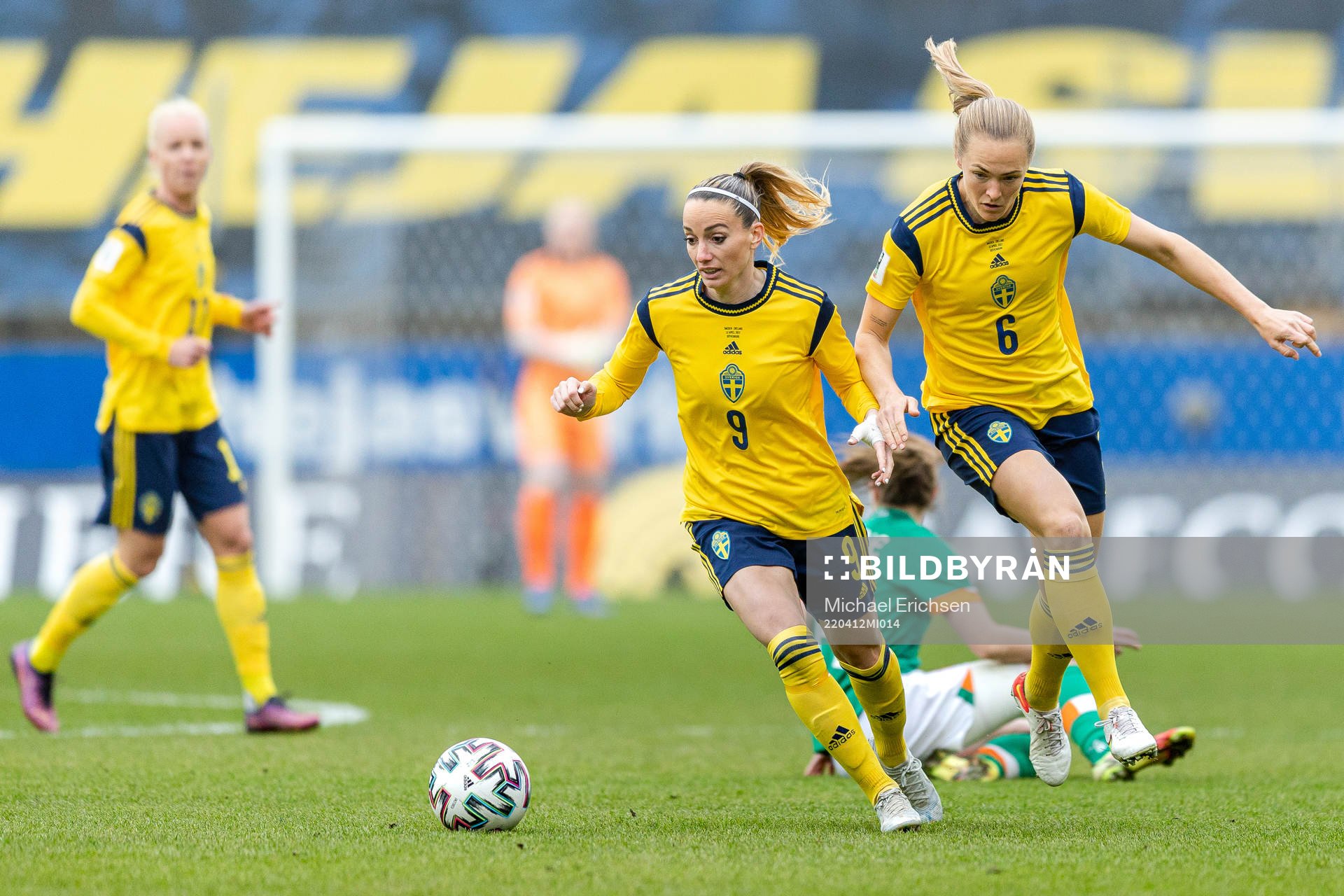 Caroline Seger, Kosovare Asllani and Magdalena Eriksson of