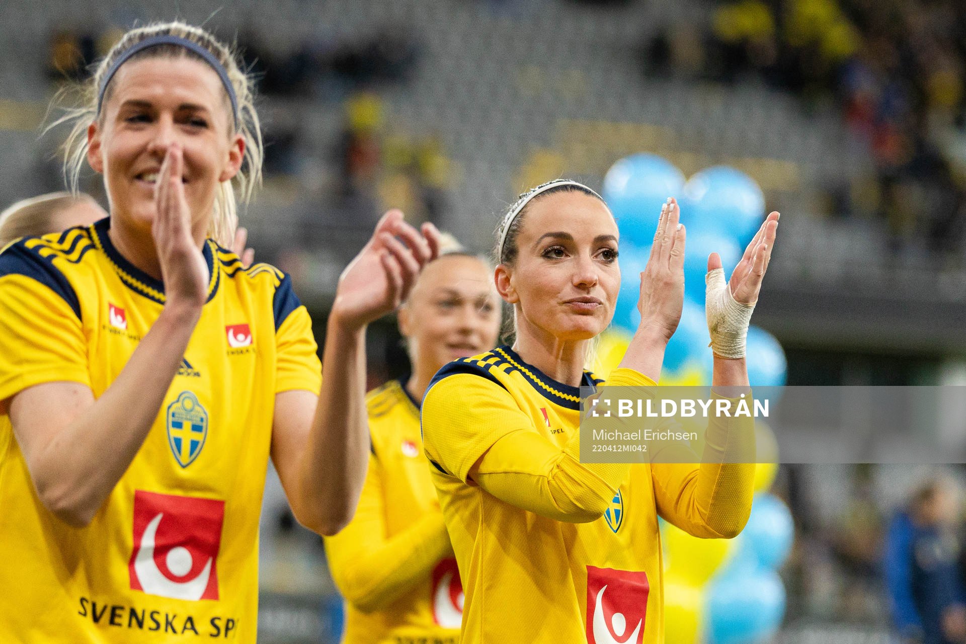 Olivia Schough and Kosovare Asllani of Sweden celebrate